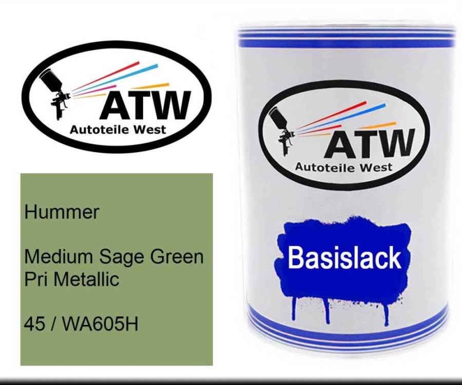 Hummer, Medium Sage Green Pri Metallic, 45 / WA605H: 500ml Lackdose, von ATW Autoteile West.